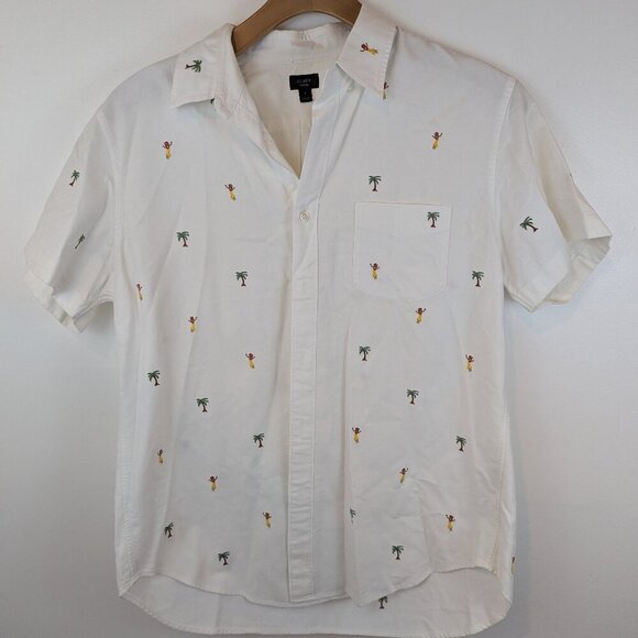 J. Crew Island Time Buttondown Short Sleeve, Sz L - Picture 1 of 5